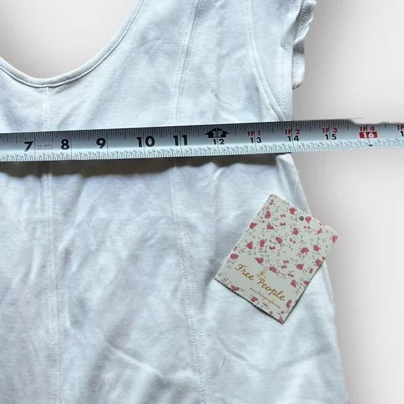 Free People Size L NEW White Flutter Sleeve Fleur Scoop Tank - Picture 8 of 11
